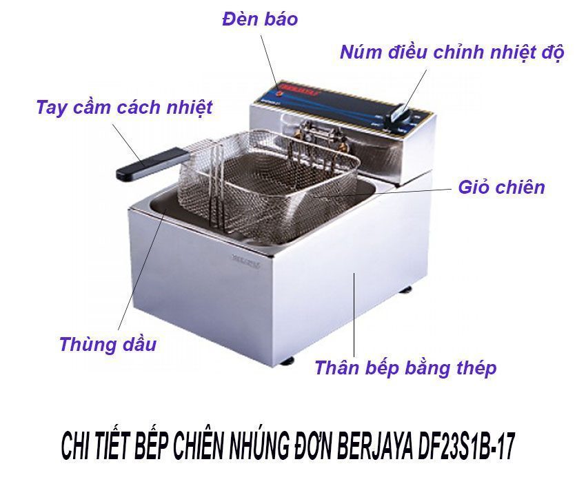 Chi tiết của bếp chiên nhúng đơn Berjaya DF23S1B-17