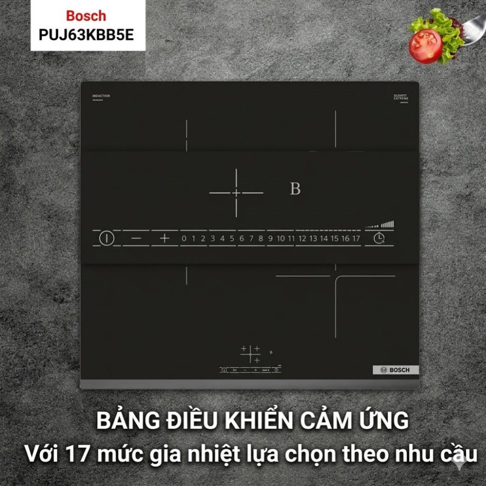 Bếp từ 3 vùng nấu Bosch 60cm Serie 4 HMH.PUJ63KBB5E - Hàng chính hãng