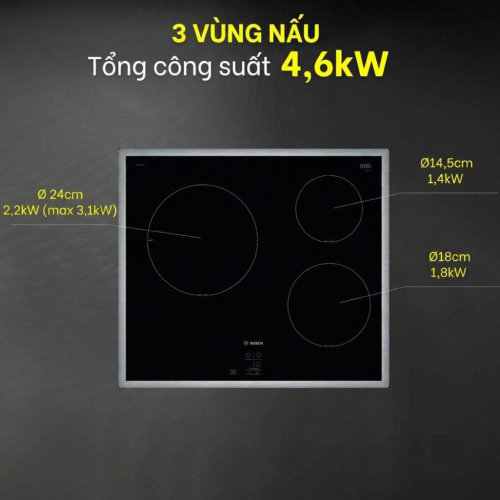Bếp điện từ 3 vùng nấu Bosch PUC64RAA5E - Hàng chính hãng
