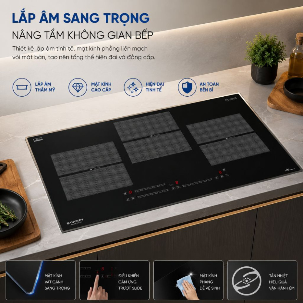 Bếp điện từ 3 vùng nấu Canzy CZ 03T - Hàng chính hãng