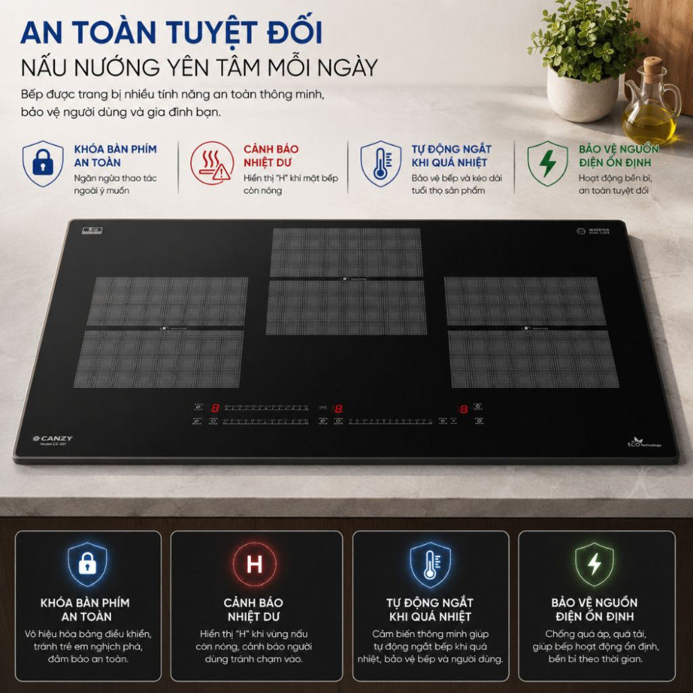 Bếp điện từ 3 vùng nấu Canzy CZ 03T - Hàng chính hãng