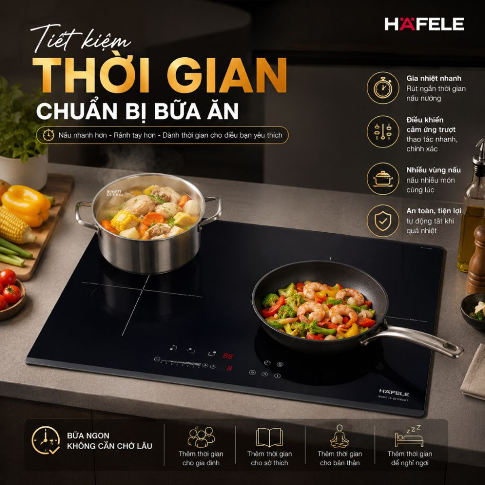 Bếp điện từ 3 vùng nấu Hafele HC-I6035B - Hàng chính hãng
