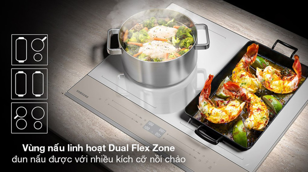 Tính năng Flex Zone Plus, kết hợp 2 vùng nấu nhỏ thành 1 vùng nấu lớn