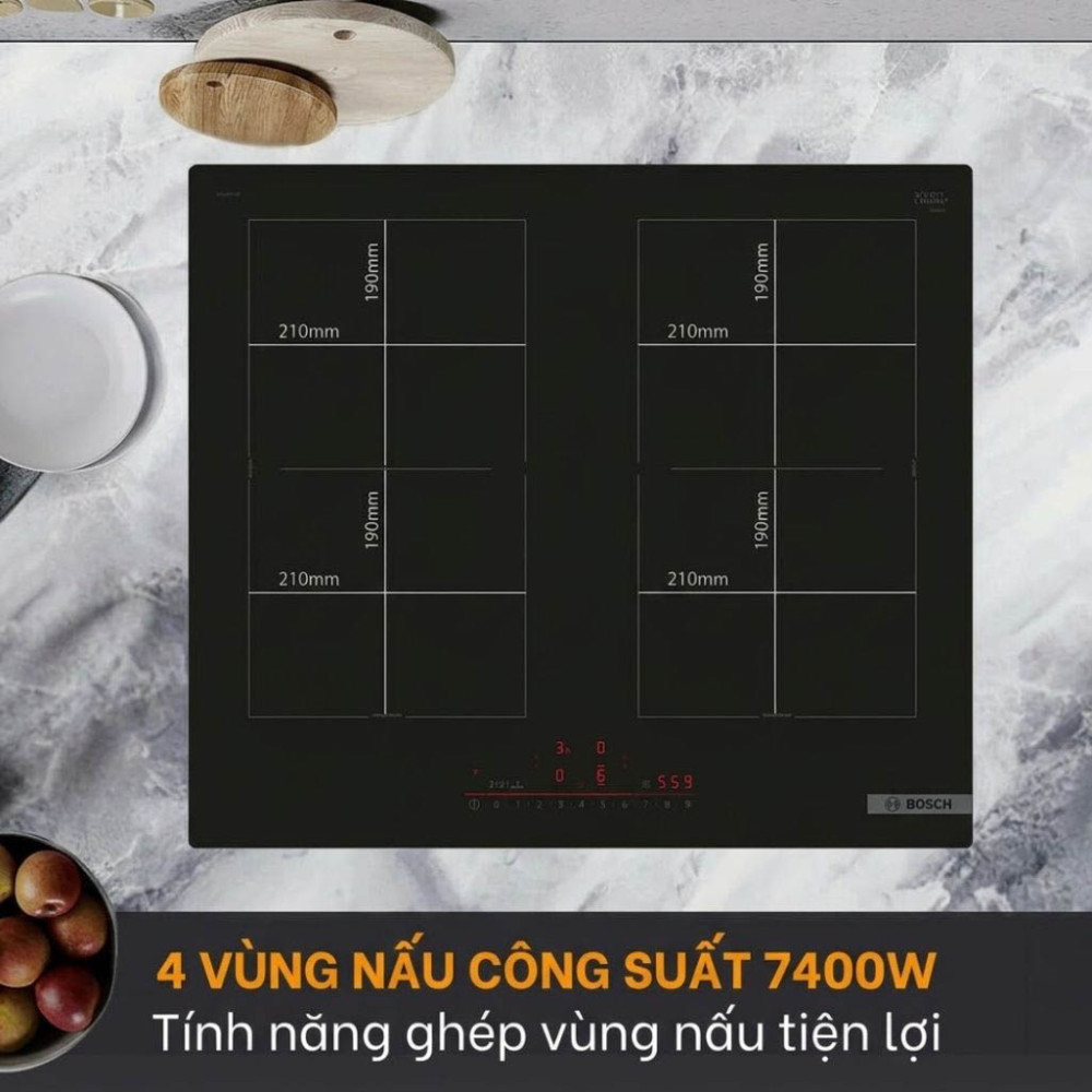 Bếp điện từ 4 vùng nấu Bosch PVQ61RHB1E - Hàng chính hãng