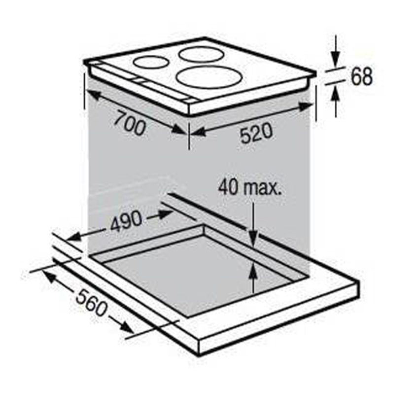 Kích thước của bếp điện từ Fagor IF-700S