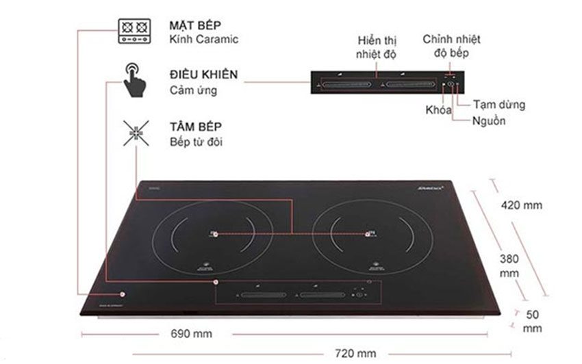 Chi tiết của bếp điện từ Steba IK500