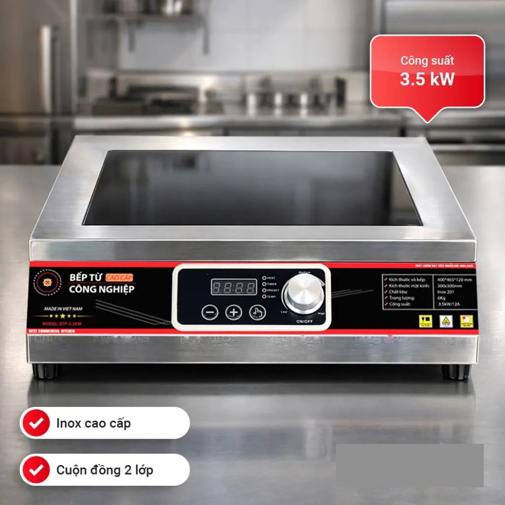 Bếp từ công nghiệp mặt phẳng Bettop BTP-3.5KW - Hàng chính hãng