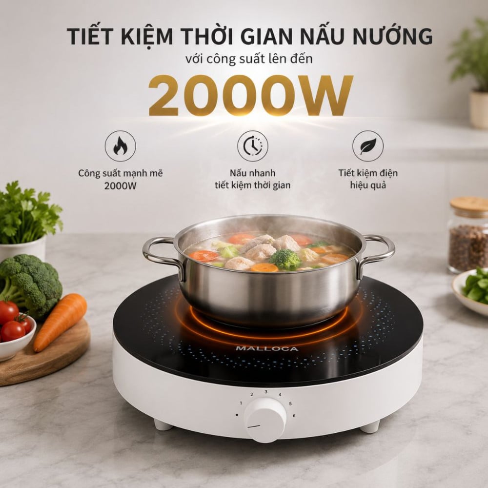 Bếp điện từ để bàn Malloca MCT26 - Hàng chính hãng