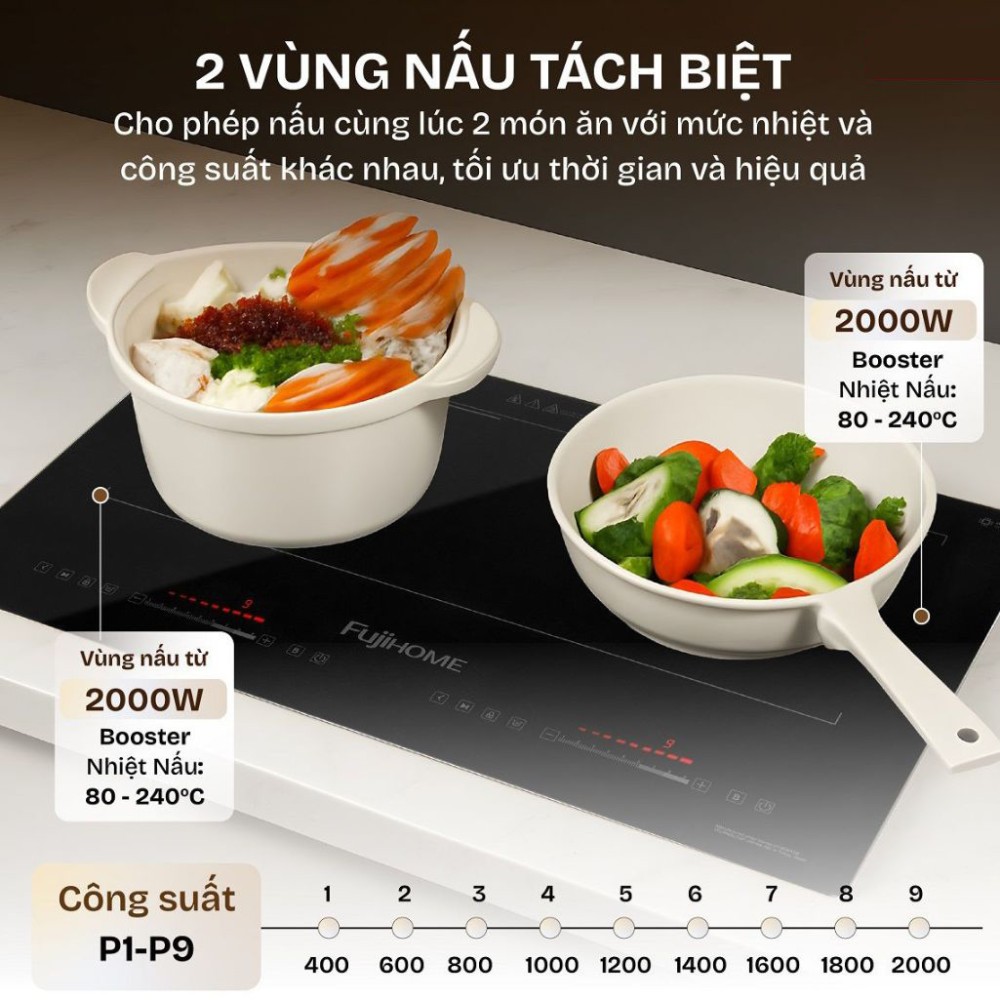 Bếp điện từ đôi Fujihome IC2622 - Hàng chính hãng