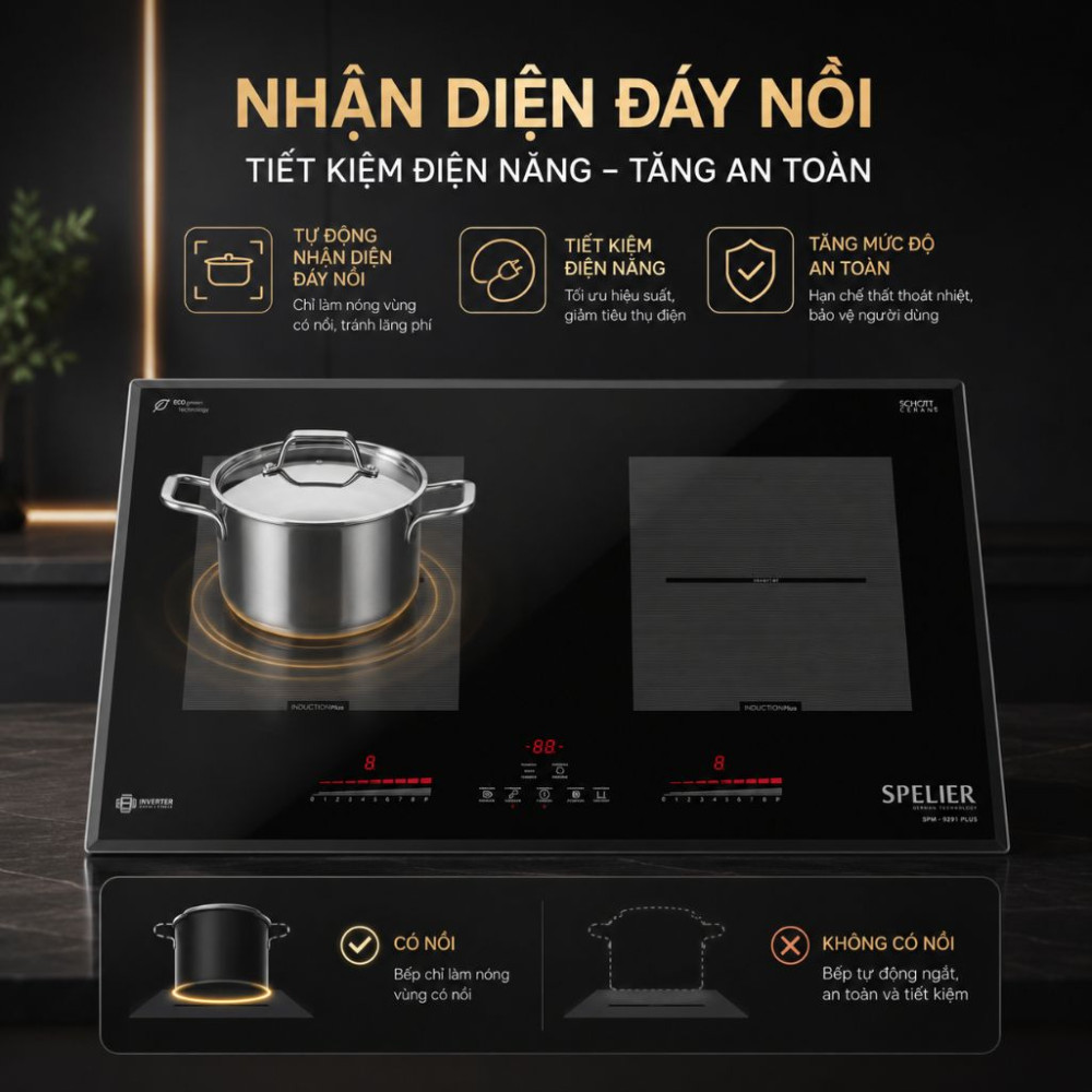 Bếp điện từ đôi Spelier SPE IC 1288 DE - Hàng chính hãng