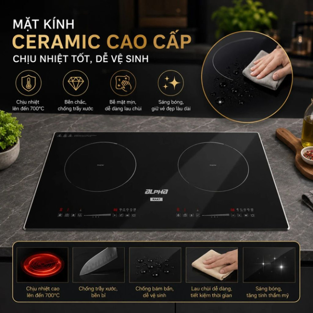 Bếp điện từ đôi Alpha BM7 - Hàng chính hãng