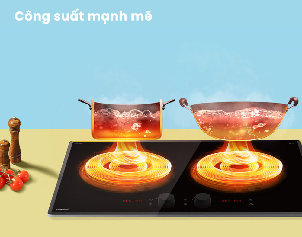 Công suất mạnh mẽ, nấu nướng nhanh chóng