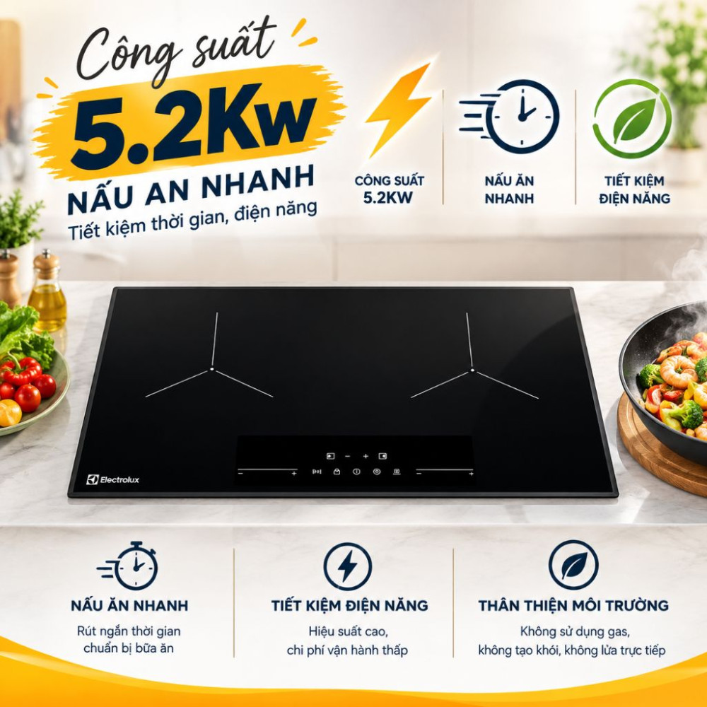 Bếp điện từ đôi âm Electrolux EHI8278BF - Hàng chính hãng
