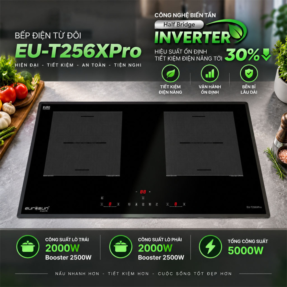 Bếp điện từ đôi Eurosun EU-T256XPro - Hàng chính hãng