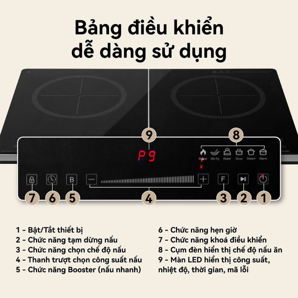 Bếp điện từ đôi Fujihome IC2123 - Hàng chính hãng