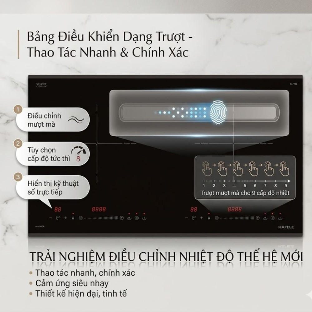 Bếp điện từ đôi từ 2 vùng nấu Hafele HC-I7365B - Hàng chính hãng