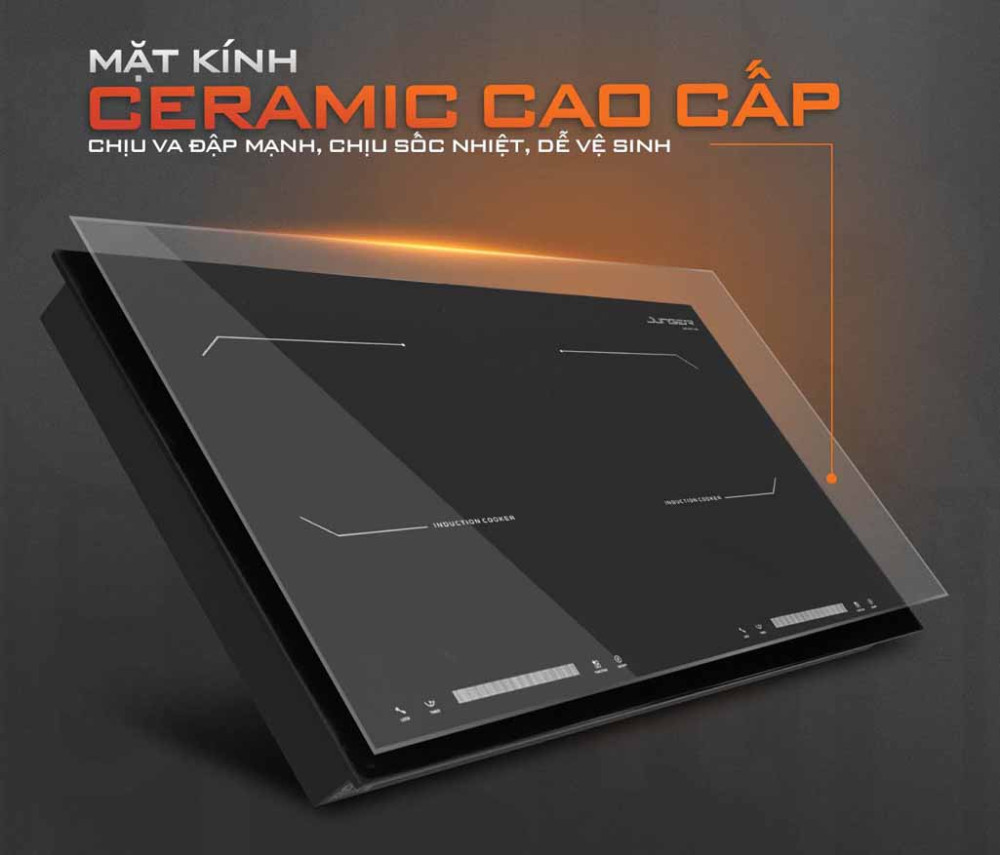 Mặt kính Ceramic chịu lực, chịu nhiệt, dễ dàng vệ sinh sau khi dùng