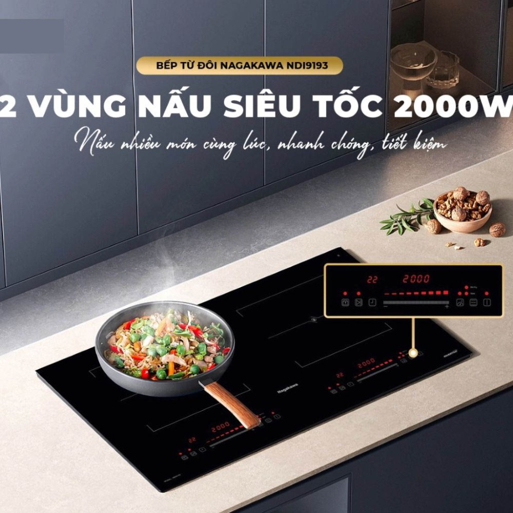 Bếp điện từ đôi Inverter Nagakawa NDI9193 - Hàng chính hãng