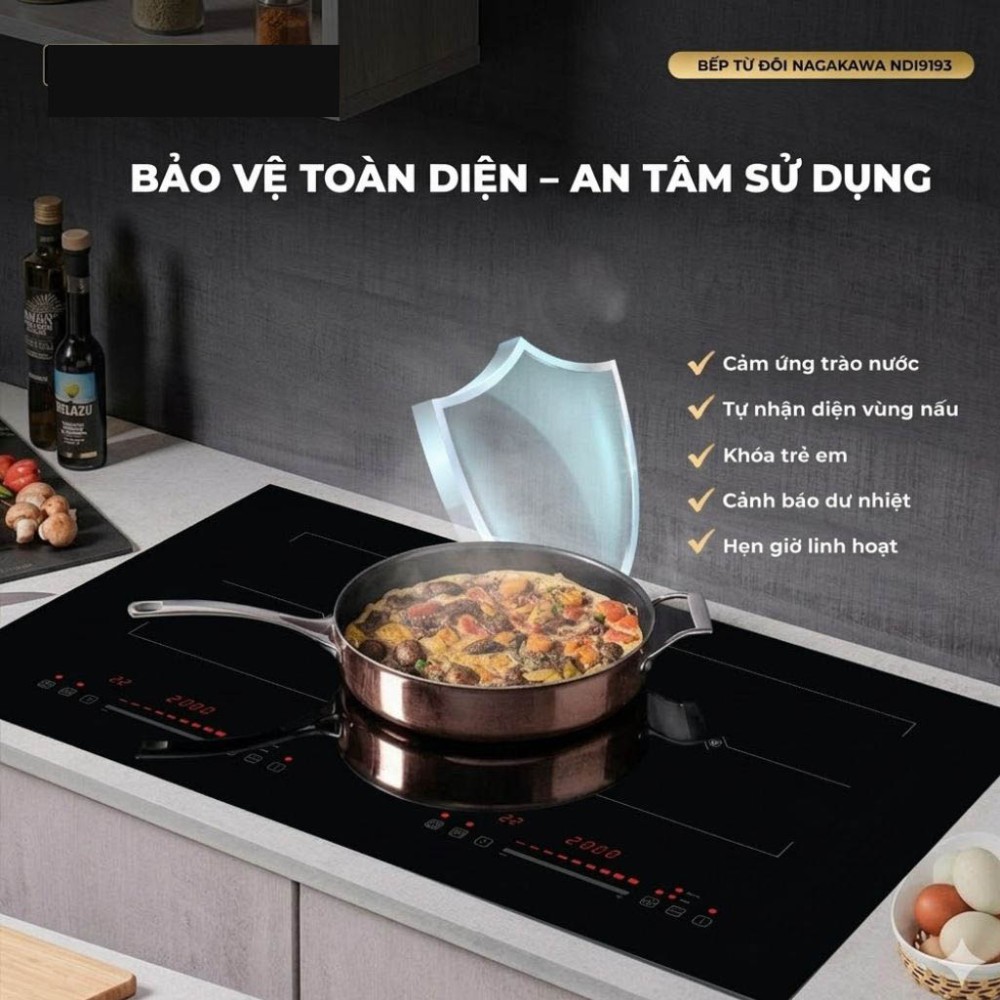 Bếp điện từ đôi Inverter Nagakawa NDI9193 - Hàng chính hãng