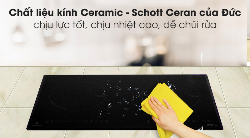 Mặt kính Ceramic thương hiệu K+ của Pháp, chịu lực, chịu nhiệt, dễ vệ sinh
