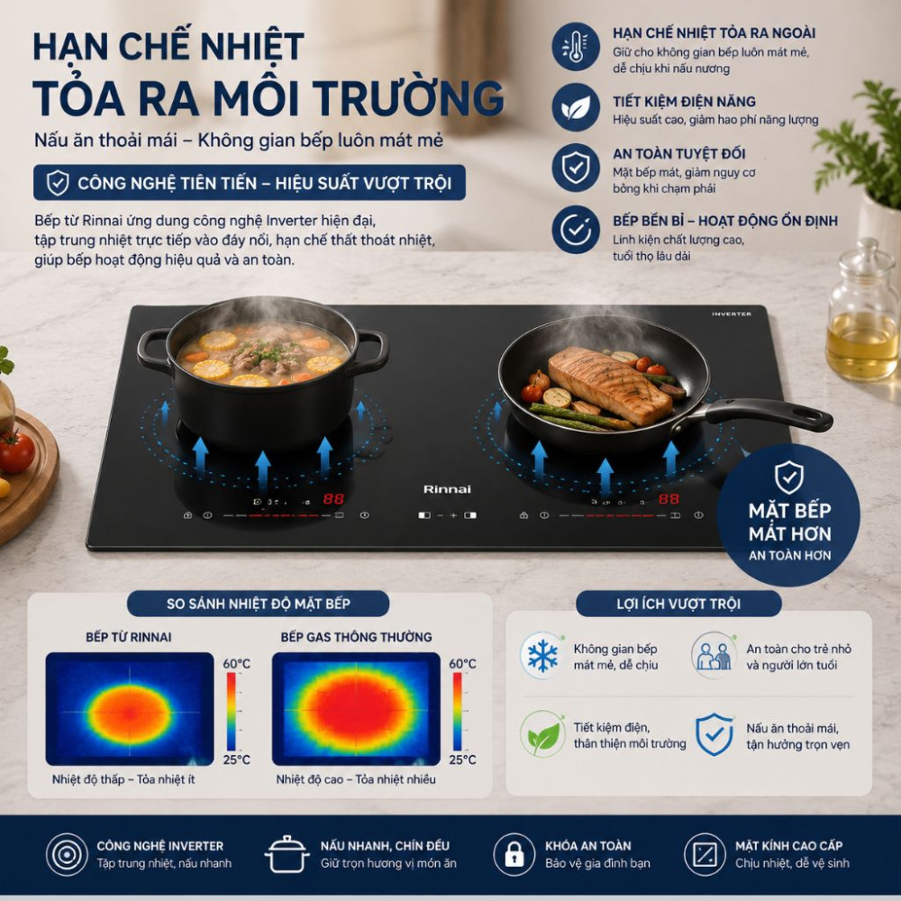 Bếp điện từ đôi Rinnai RB-7112H-ZB - Hàng chính hãng