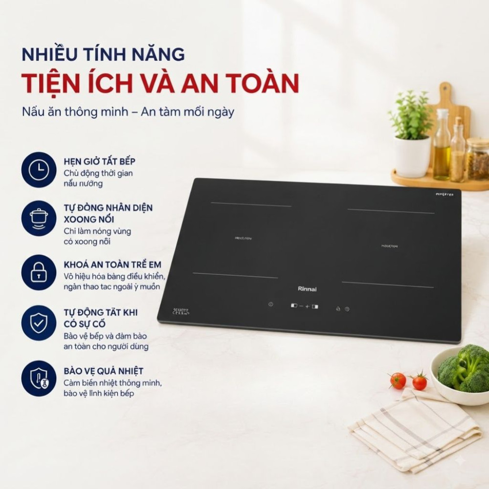 Bếp điện từ đôi Rinnai RB-7122H-ZB - Hàng chính hãng