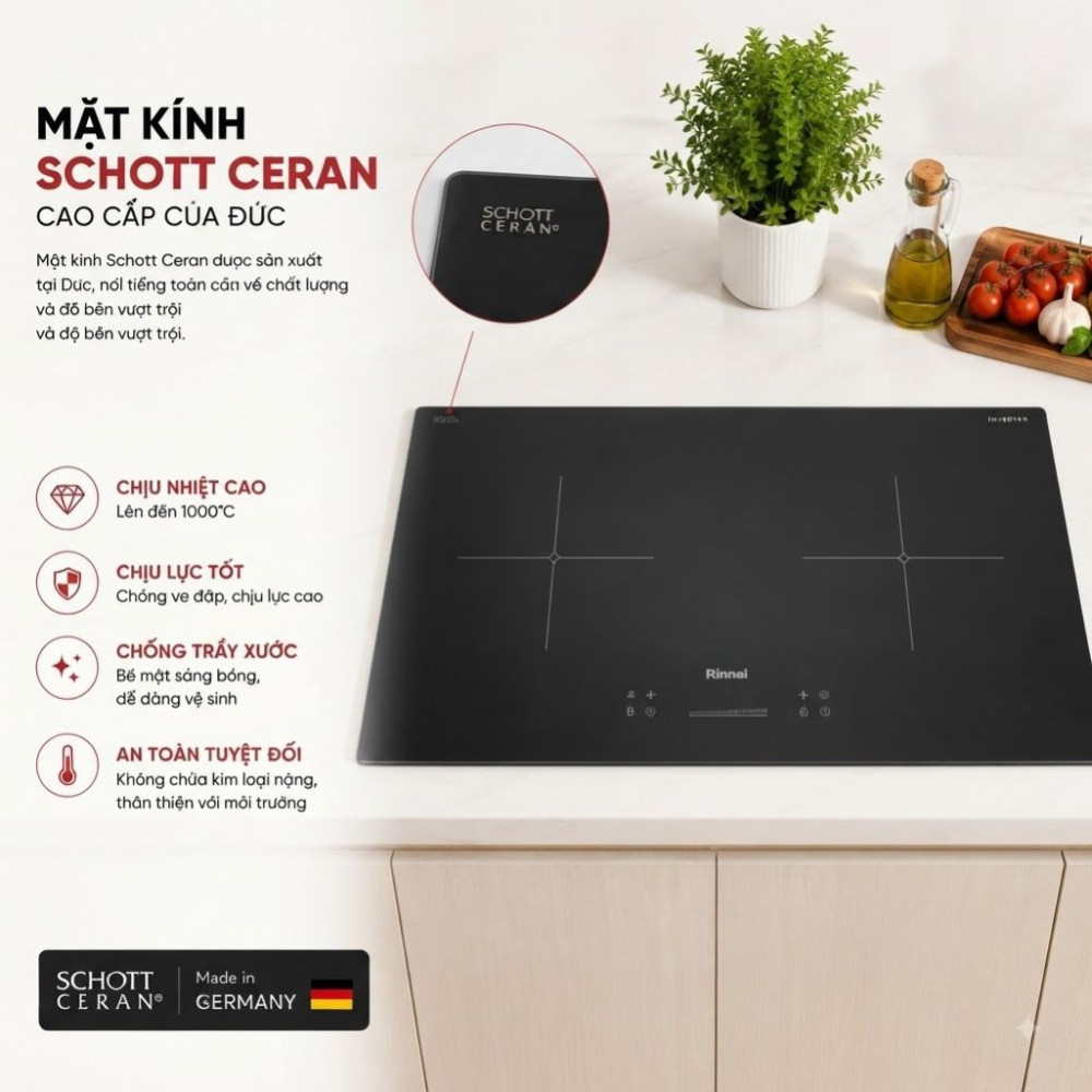 Bếp điện từ đôi Rinnai RB-7162H-CB - Hàng chính hãng