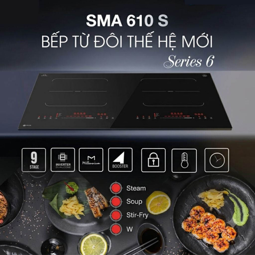 Bếp điện từ đôi Spelier SMA-610S - Hàng chính hãng