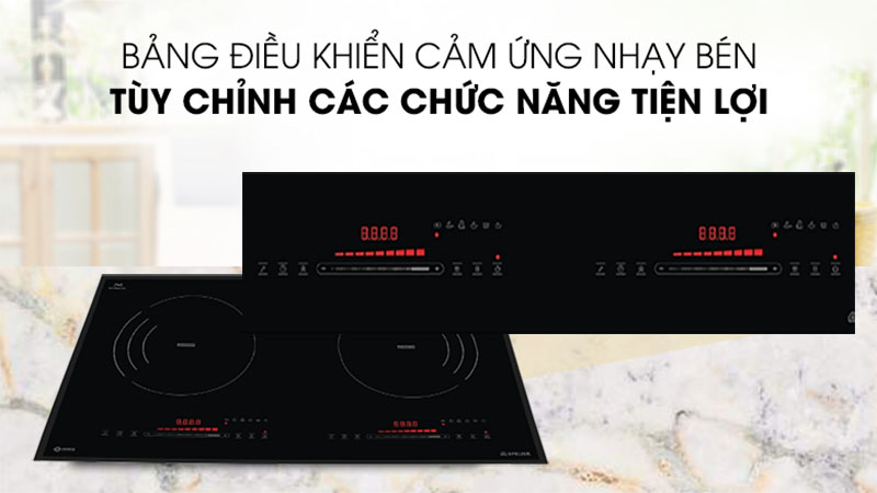 Bảng điều khiển của Bếp điện từ đôi Spelier STL-210C