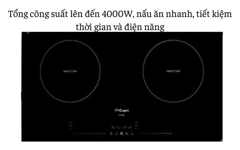 Công suất mạnh mẽ tổng 4000W chia đều cho 2 vùng nấu