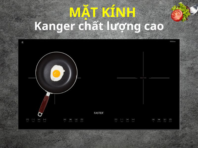 Mặt bếp được làm từ kính Kanger cao cấp, óc khả năng chịu lực, chịu nhiệt tốt