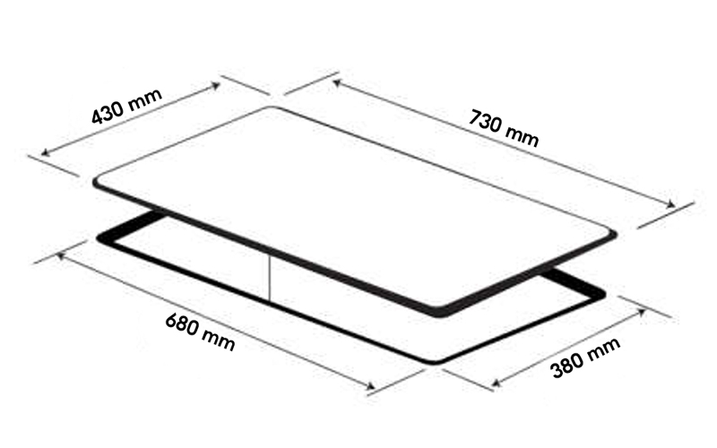 Kích thước lắp đặt của bếp điện từ đôi Spelier SPE-IC1088C