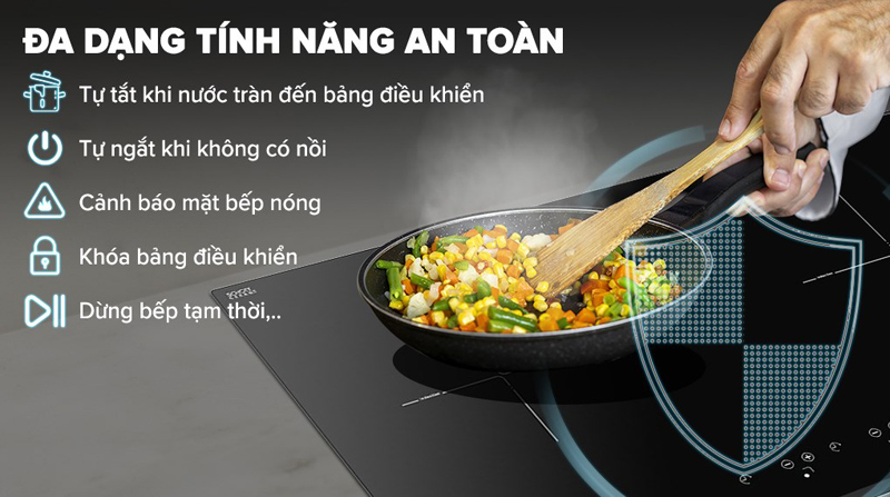 Bếp được trang bị nhiều tính năng an toàn khác đi kèm