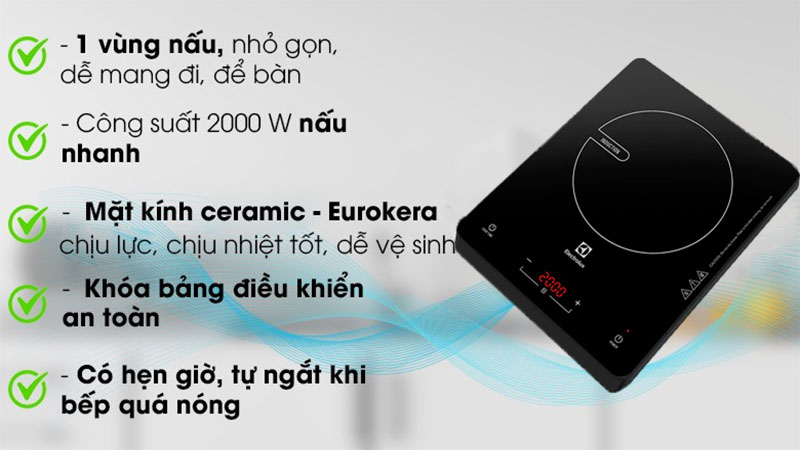 Thiết kế của Bếp điện từ đơn Electrolux ETD29MKC 