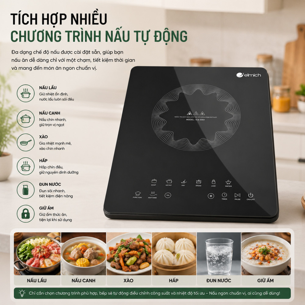 Bếp điện từ đơn Elmich ICE9301 - Hàng chính hãng