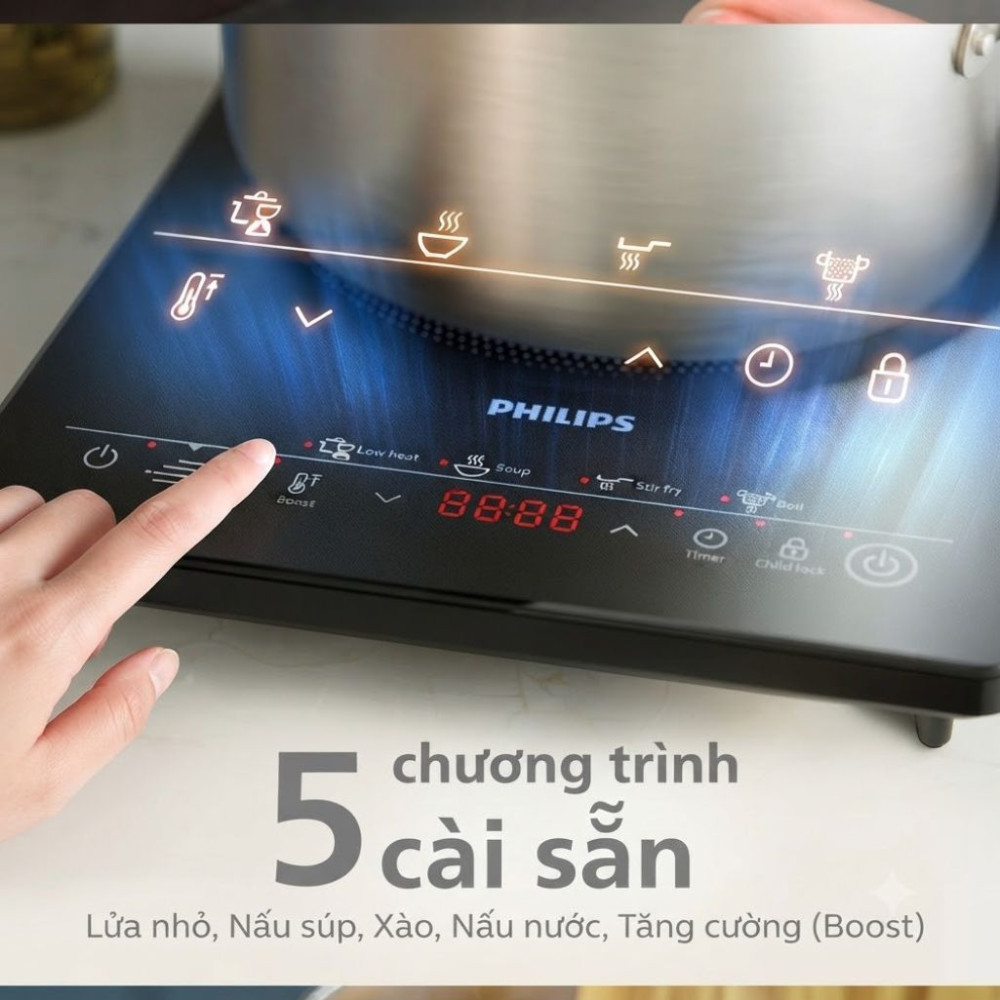 Bếp điện từ đơn Philips HD5830/90 - 2000W - Hàng chính hãng