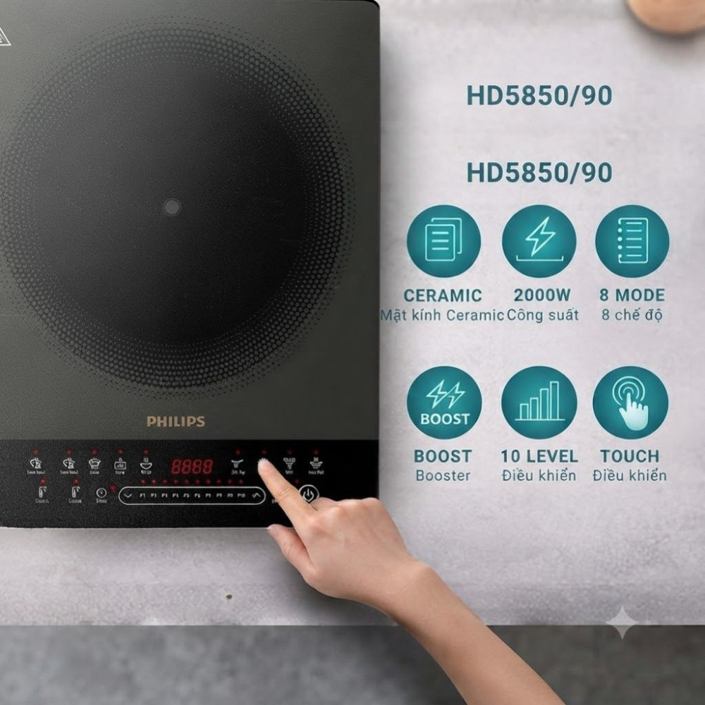 Bếp điện từ đơn Philips HD5850/90 - Hàng chính hãng