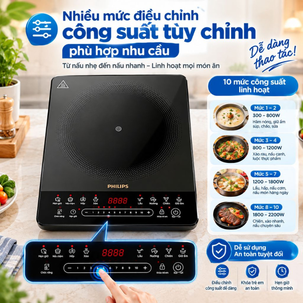 Bếp điện từ đơn Philips HD5850/90 - Hàng chính hãng