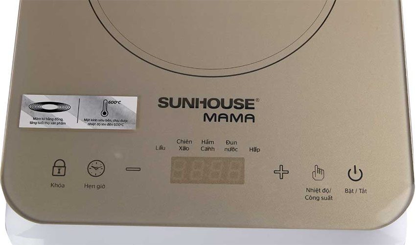 Bảng điều khiển của bếp điện từ đơn Sunhouse MaMa SHD6868