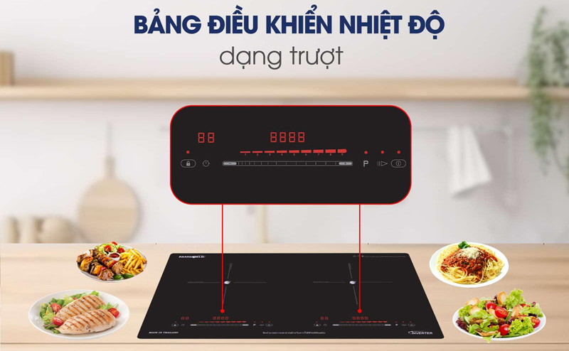 Bảng điều khiển cảm ứng dnagj trượt với 9 mức nhiệt