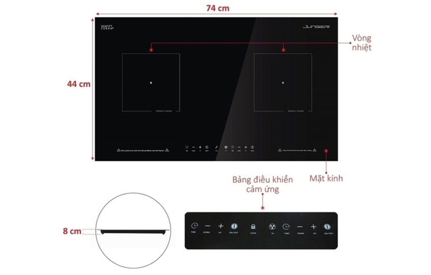 Chi tiết của bếp điện từ hồng ngoại đôi Junger ID-18