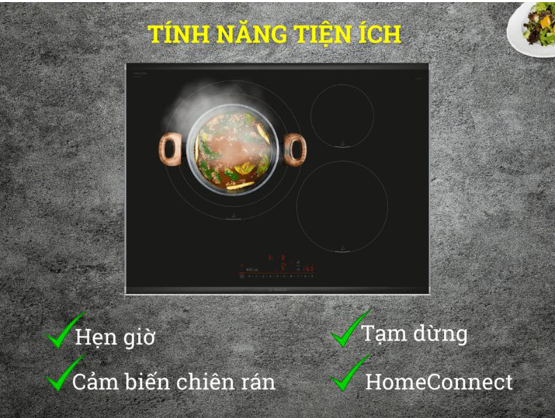 Bếp được trang bị nhiều tính năng thông minh