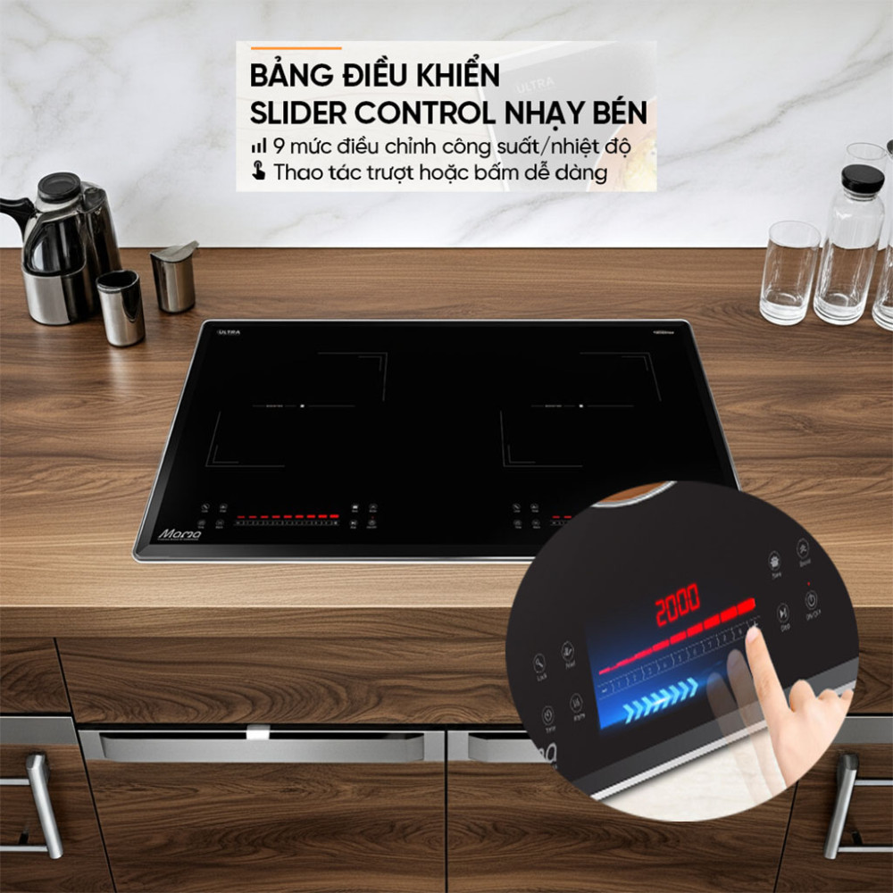 Bếp đôi điện từ Sunhouse Mama MMB82272-T thiết kế bảng điều khiển cảm ứng hiện đại