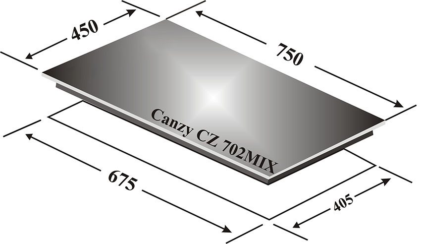 Kích thước của bếp đôi điện từ hồng ngoại Canzy CZ-702MIX
