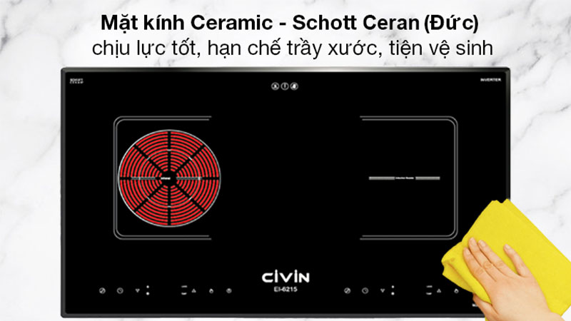 Mặt kính của Bếp đôi điện từ hồng ngoại Civin CV-658/EI-6215