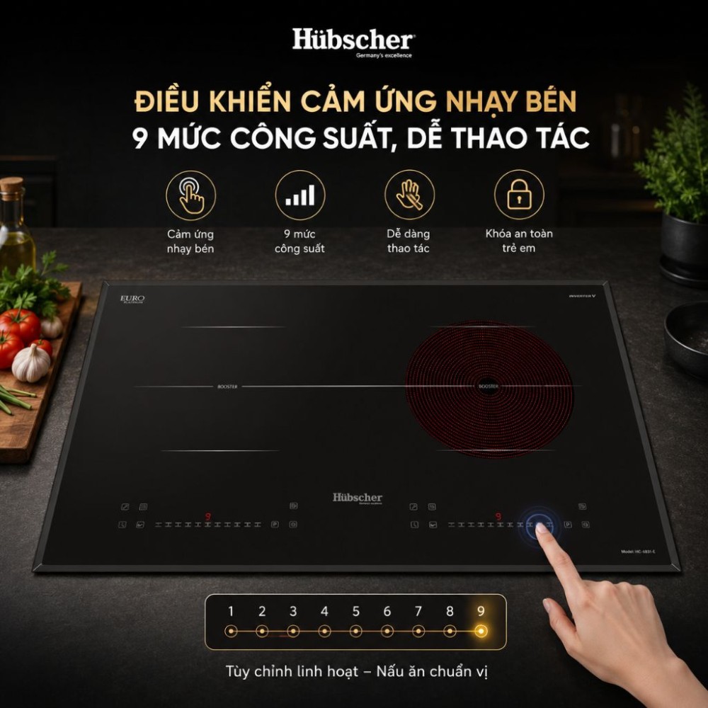 Bếp đôi hồng ngoại điện từ Hubscher IHC-6261.E - Hàng chính hãng