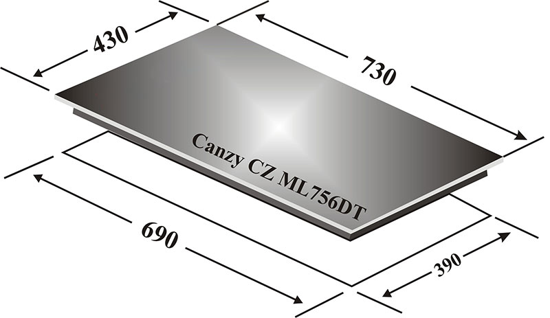 Kích thước của bếp đôi hồng ngoại điện từ Canzy CZ-ML756DT