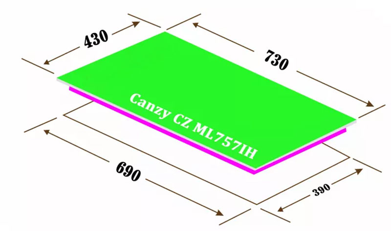 Kích thước của bếp đôi hồng ngoại điện từ Canzy CZ-ML757IH