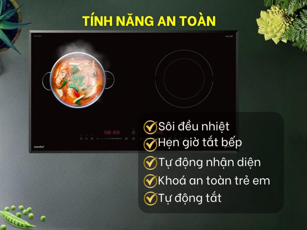 Bếp được trang bị nhiều tính năng thông minh đi kèm