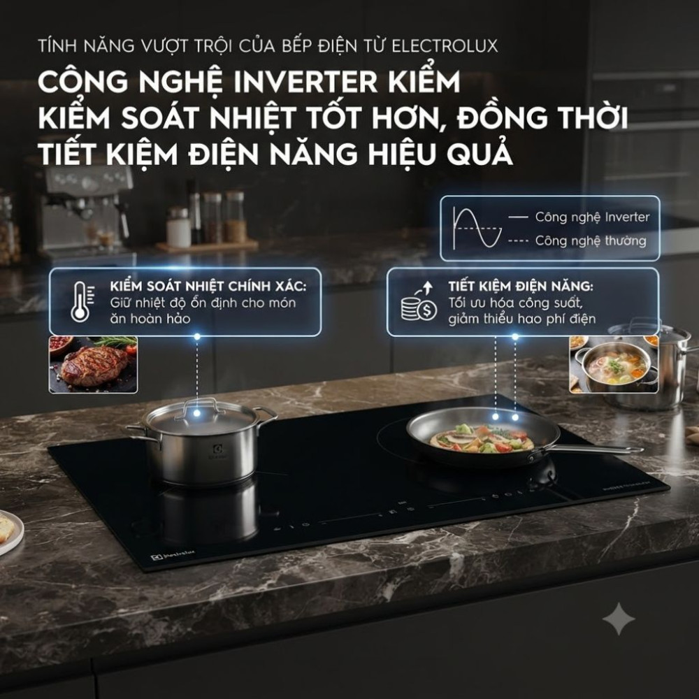 Bếp đôi hồng ngoại điện từ Electrolux EHM7254BF - Hàng chính hãng